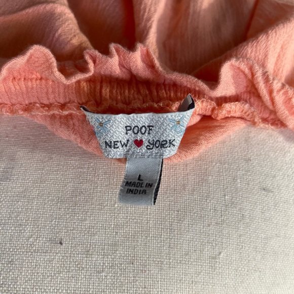 Poof! Peach Coral Puff Sleeve Ruffled Blouse - Picture 8 of 9